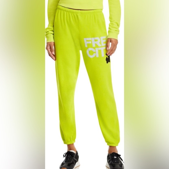 FREECITY Logo Cotton Sweatpant Glo Yellow Size Large - Picture 1 of 8